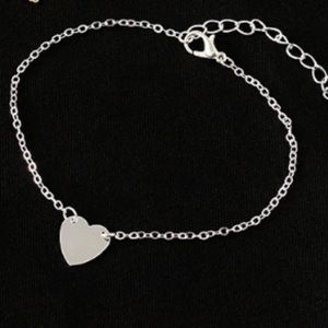 Silver Tone Heart Anklet